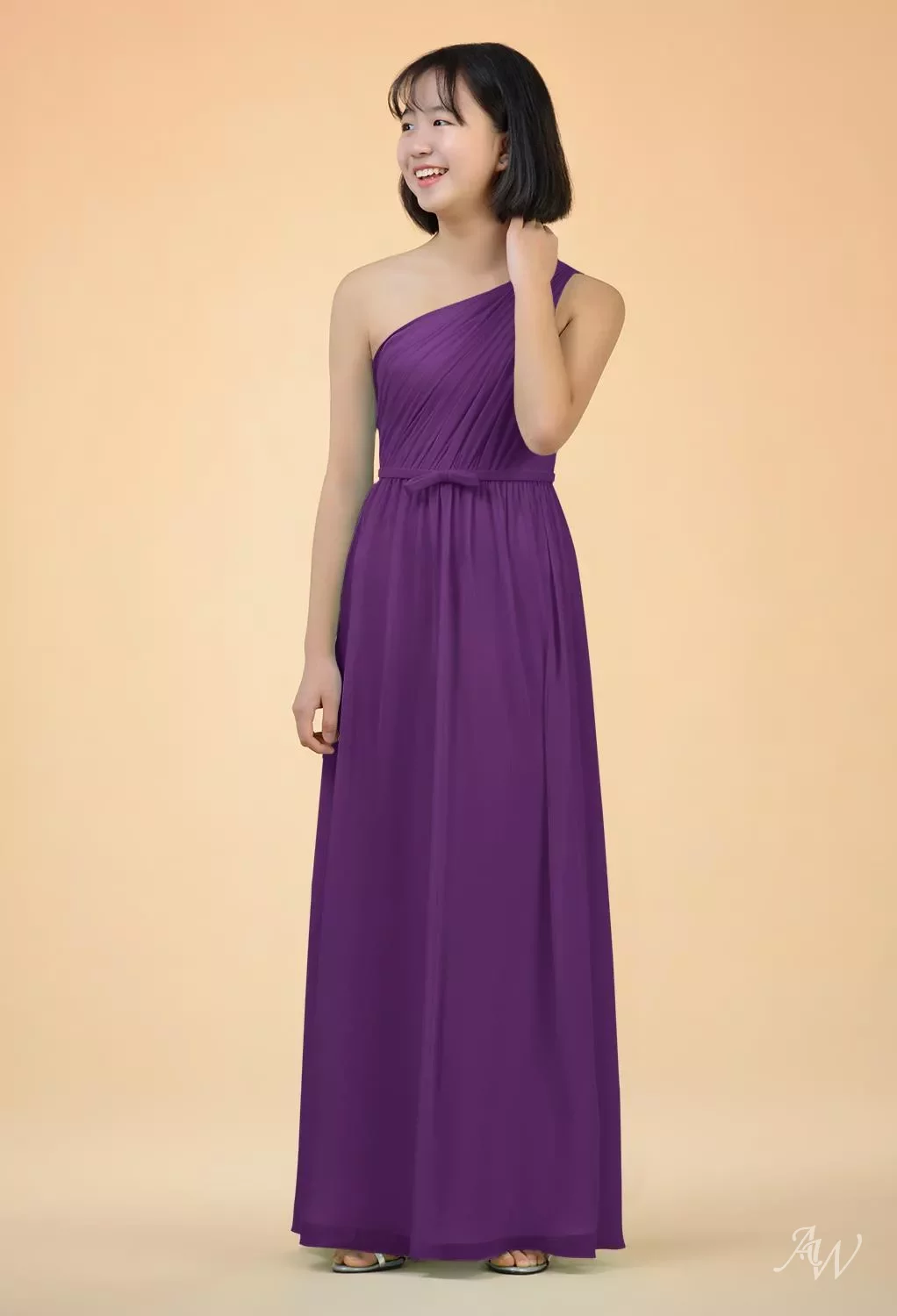 hannah purple dress Hannah Plum Crepe Slit Bridesmaid Dress