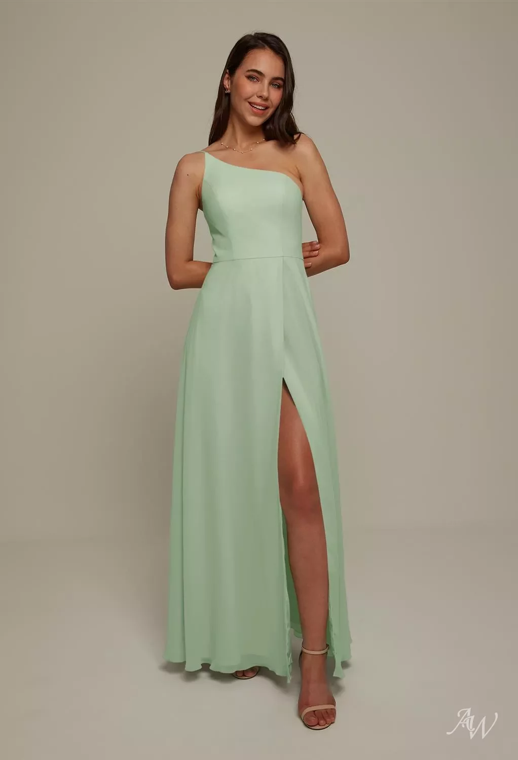 AW Janey Dress (ready to ship), Chiffon Floor Length One Shoulder Ready To  Ship | AW.Bridal