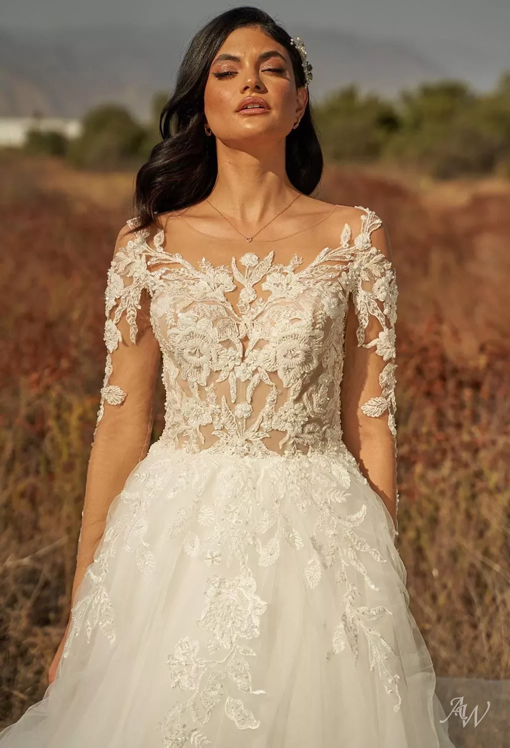 bridal dress ivory Ivory Beaded Lace Beach Wedding Dresses Backless A Line V Neck Bridal Dress AWD1301 main image 0