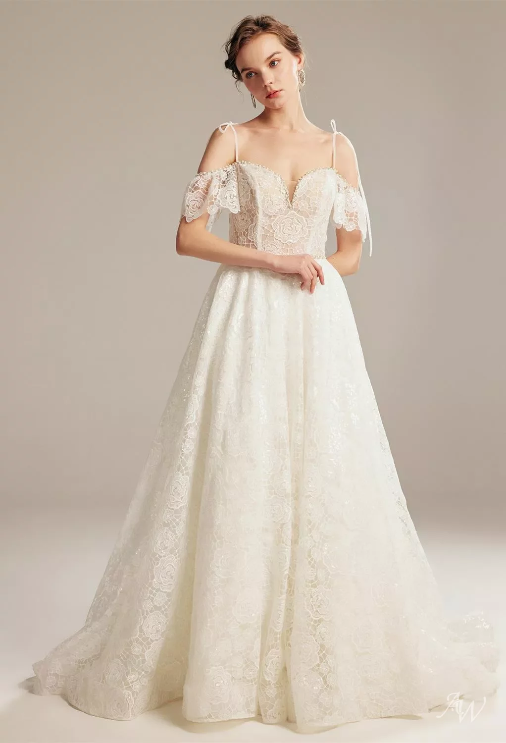 AW Liddy Wedding Dress, Tulle Floor Length Sweetheart Neckline