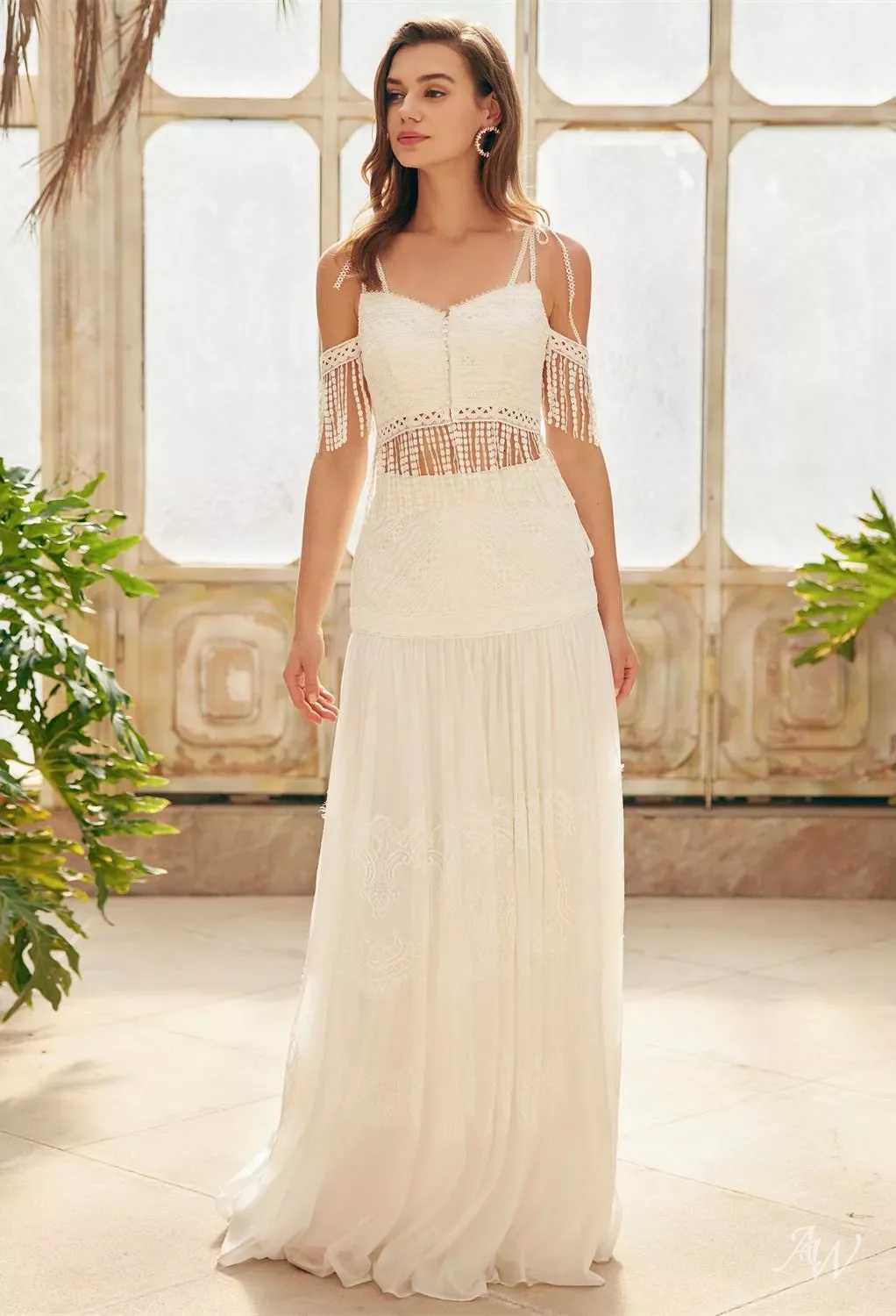 wedding dress with green trim Thistledown Ethereal Flowing Ribbon A-line Bridal Gown main image 0