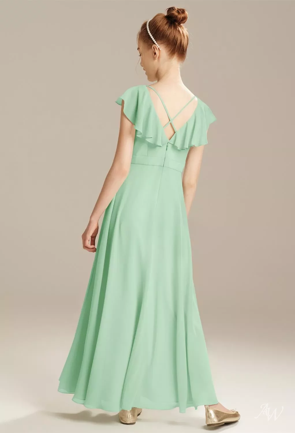 AW Vivace Dress, Mint Green Chiffon Floor Length V-Neck Bridesmaid Dresses  | AW.Bridal
