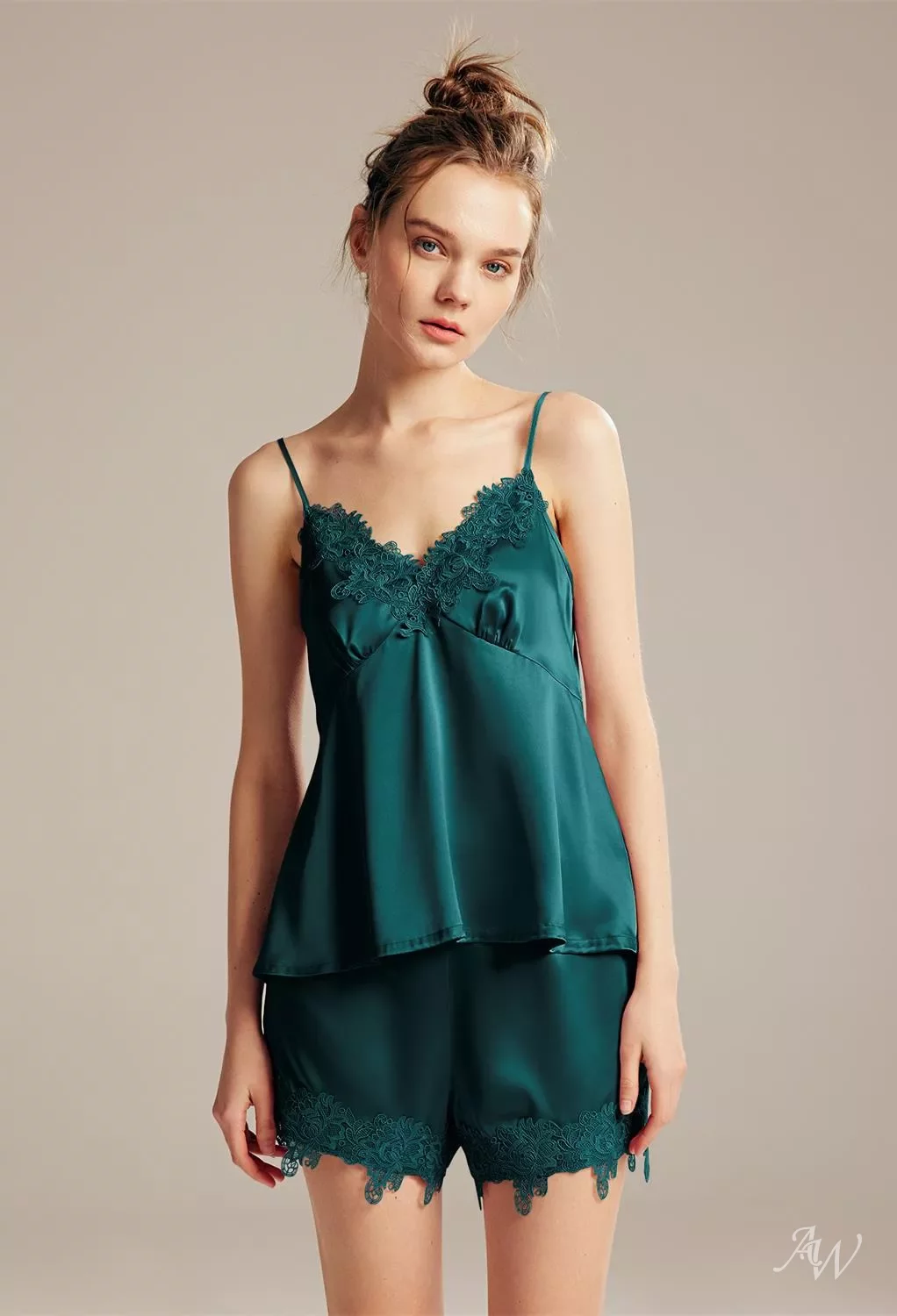 AW Bridal Short Lace Satin Sleepwear Loungewear Set, Polyester Accessories  | AW.Bridal