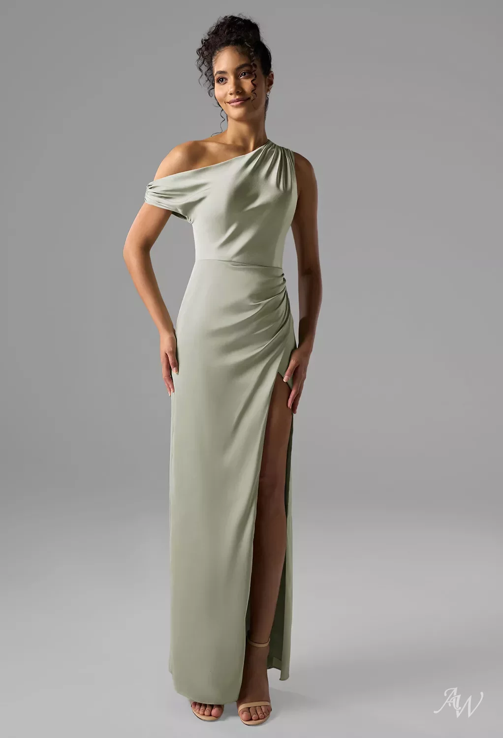 rihanna green dress Zapaka Women Sage Green A Line Satin Mini Cocktail Dress Ruched Strapless Short Party Dress, Sage / US6 main image 1