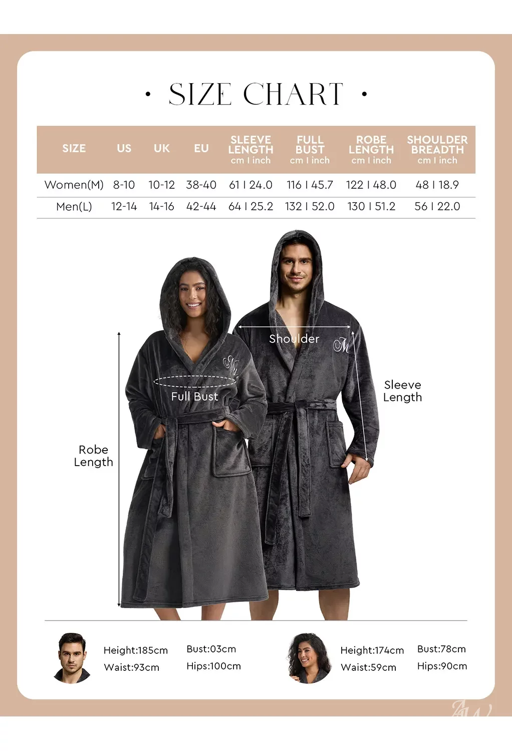 AW Mr and Mrs Fleece Robes for Couples, Flannel Accessories | AW