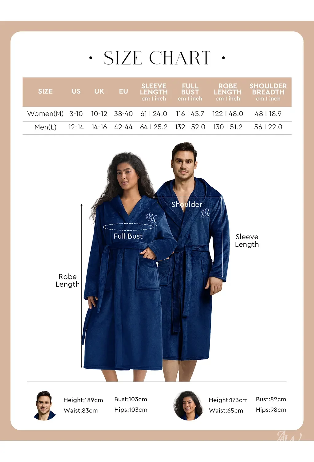 AW Mr and Mrs Fleece Robes for Couples, Flannel Accessories | AW