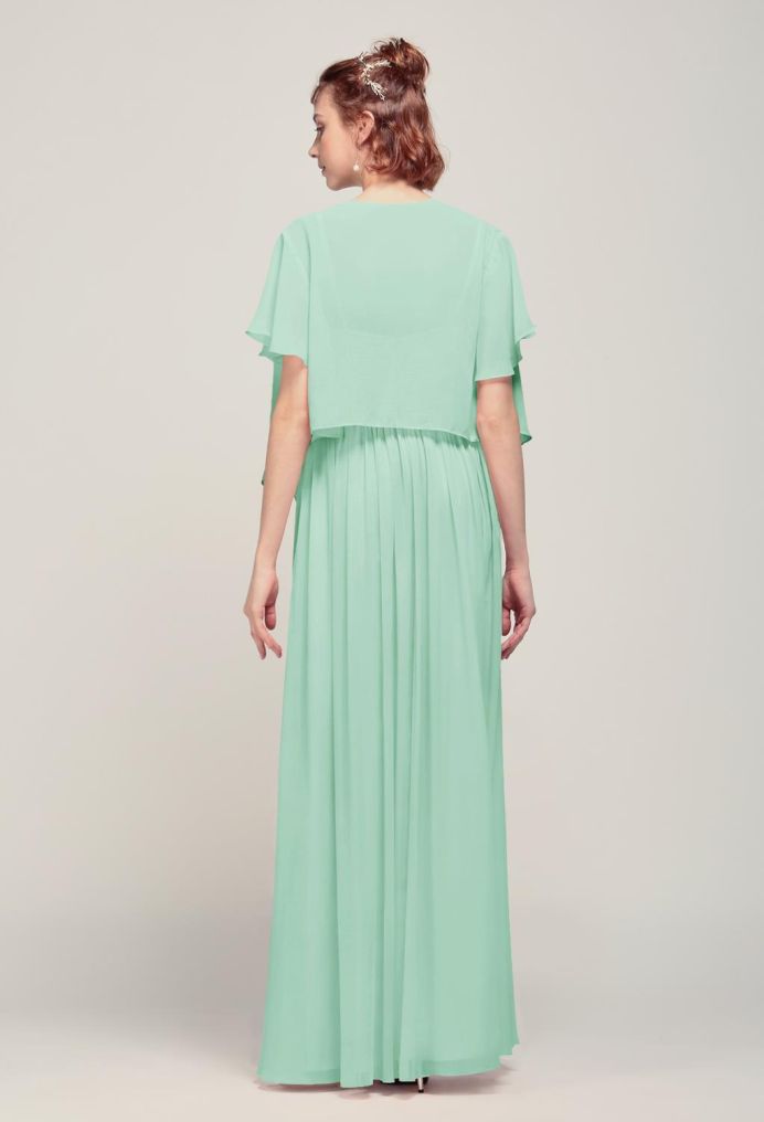 AW Chiffon Wrap Cape with Flutter Sleeves