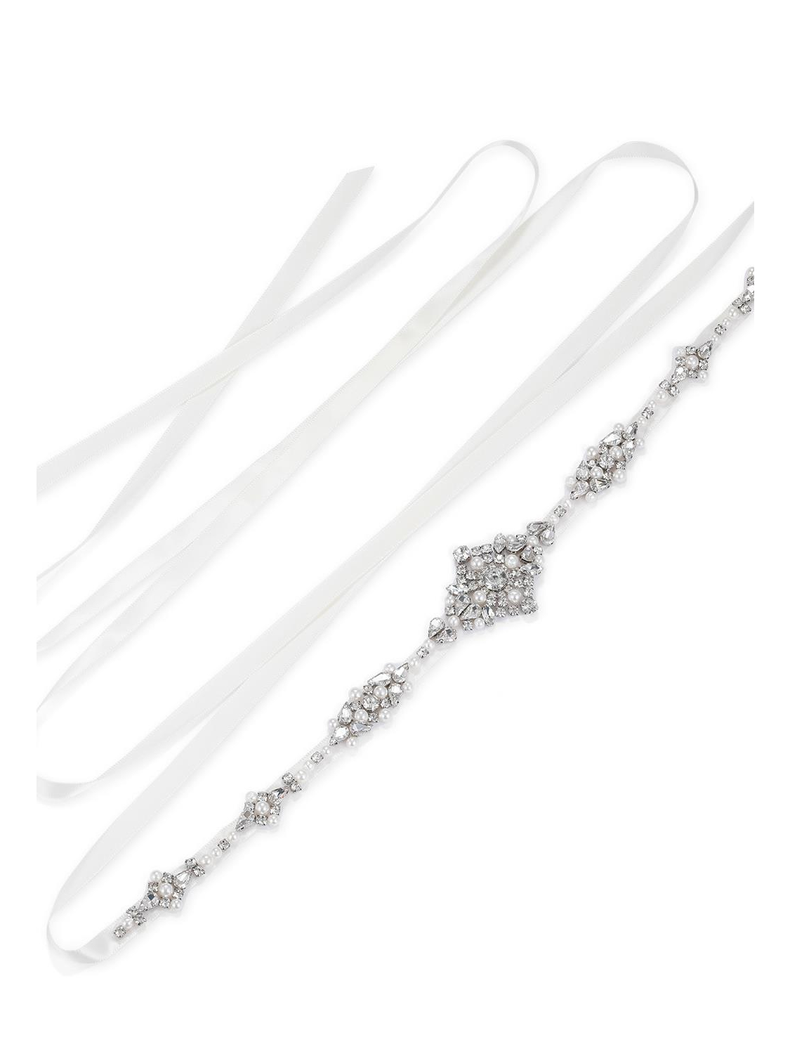 AW Bridal Sash with Pearls and Crystals, Silver Sashes & Belts, 12.99 ...