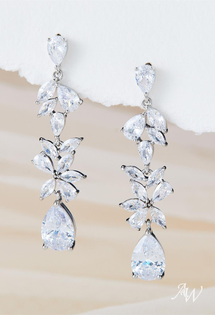 Wedding Earrings Swarovski Blue Shade Crystal Zirconia Earrings Pale Blue  Gray Bridesmaid Earrings Bridal Earrings Teardrop Earrings Mya - Etsy