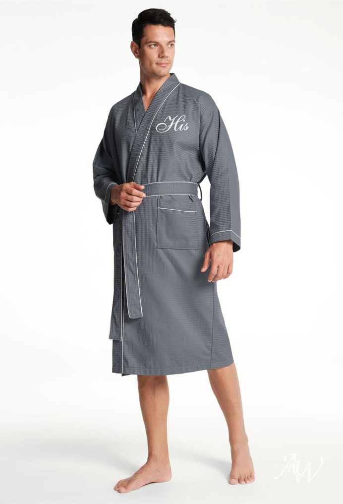 COTTON DRESSING GOWN - GREY LILIES – Latchfords