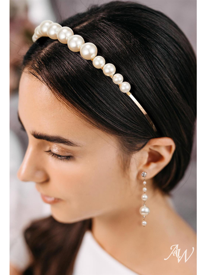AW Pearly Gold Headband & Earrings