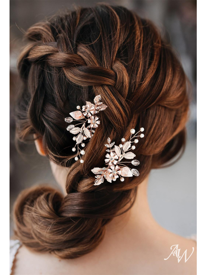 AW Rose Gold Bridal Hair Accessories for Women