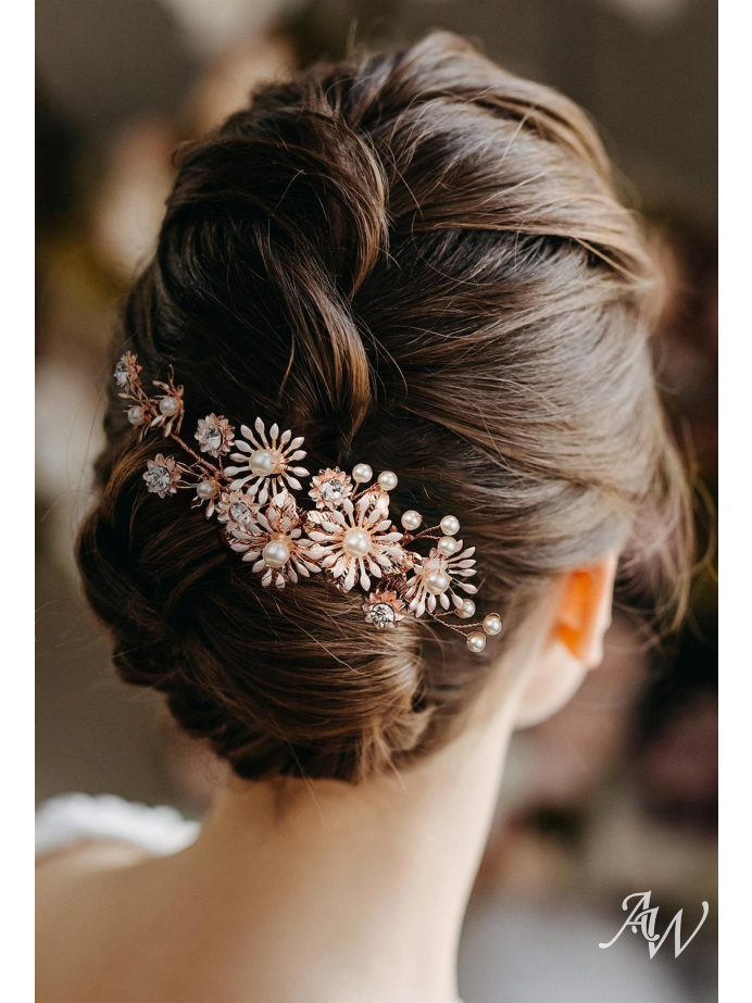 AW Rose Gold Pearly Hair Comb