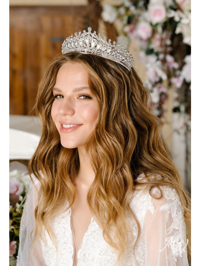 AW Silver Crowns for Women Wedding