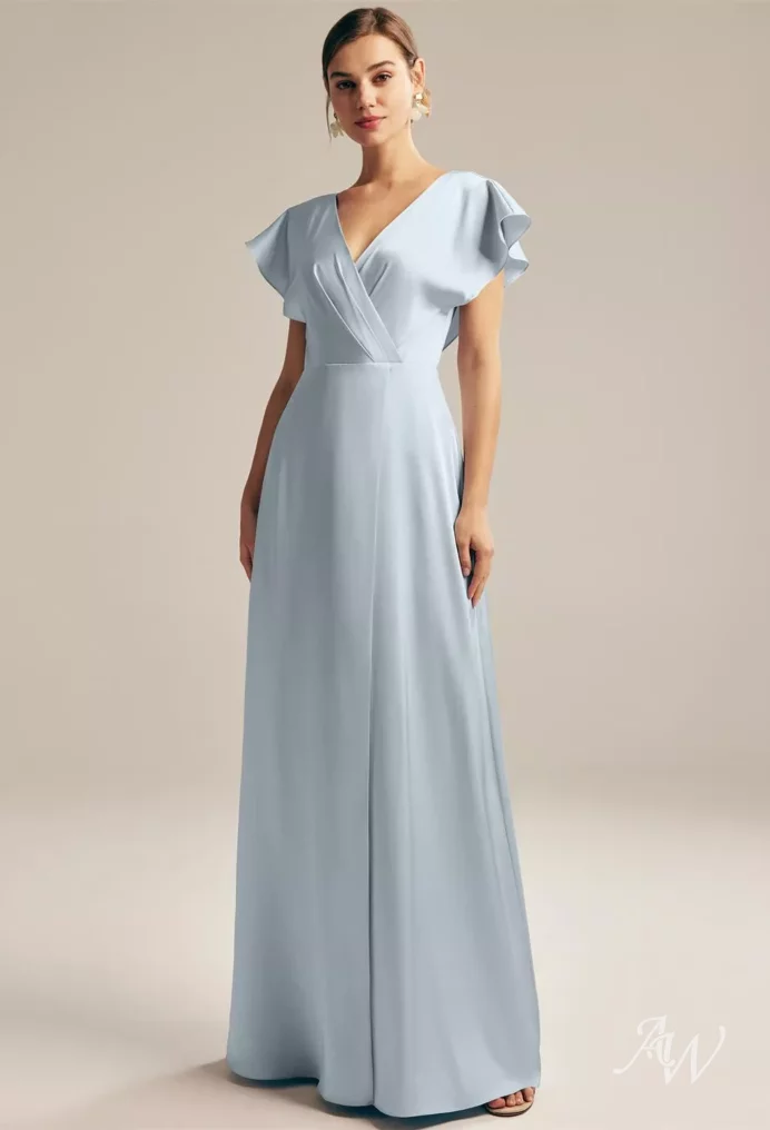 blue dress for baby girl Ever-Pretty Plus Size A-Line Lace-Up Chiffon Maxi Budget Bridesmaid Dress main image 1