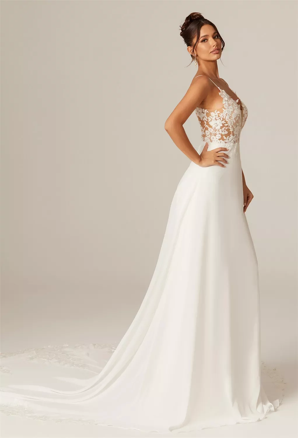 very beach dresses Ivory V Neck Beach Wedding Dresses with Lace Appliques, Bridal Dresses,  MW512 main image 0