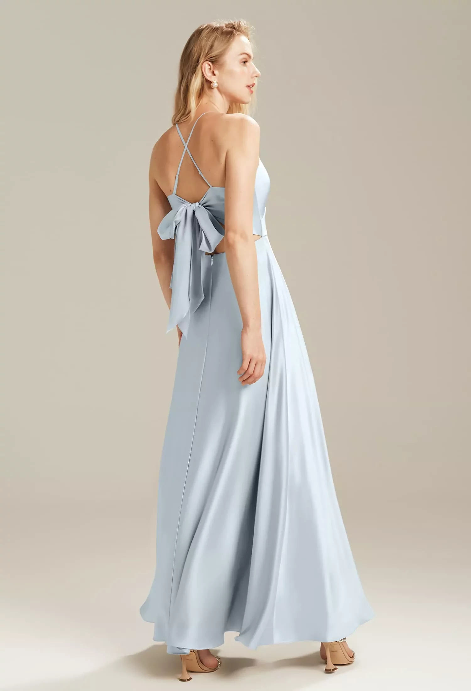 Dusty Blue Peonies, Blue Floral Maternity Bridesmaid Dresses | AW.Bridal