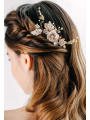AW Alloy Gold Flowered Hair Comb