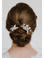 AW Blush Flower Hair Comb Bridal Hair Pieces Gold Wedding