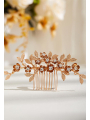 AW Bridal Hair Comb Gold Flower Leaf
