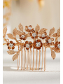 AW Bridal Hair Comb Gold Flower Leaf