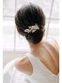 AW Crystal Bridal Hair Clip Bride Silver Leaf Hair Side Comb