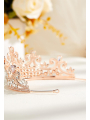 AW Crystal Rhinestoned Bridal Tiara-Rose Gold