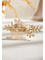AW Gold Bridal Hair Comb Pearls Flower Hair Accessories