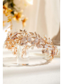 AW Gold Flower Leaf Headband Bridal Headpiece