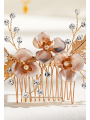 AW Hair Comb Pink Flower Crystal Clips