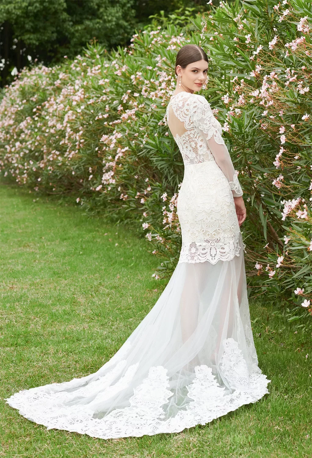 WHITE'S 5″2332W SEMI-DRESS AW Knyaz Wedding Dress, Jasmine Green Lace Floor Length Bateau