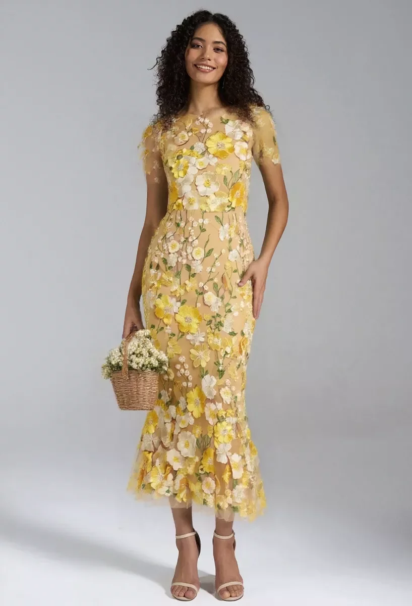Tea Length Floral Dresses | AW.Bridal