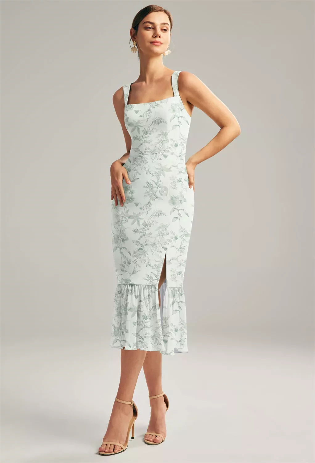 open lace back dress V-Neck Off-Shoulder Sleeveless Pleated Party Gowns Pleated High Slit S –  Laxag main image 0