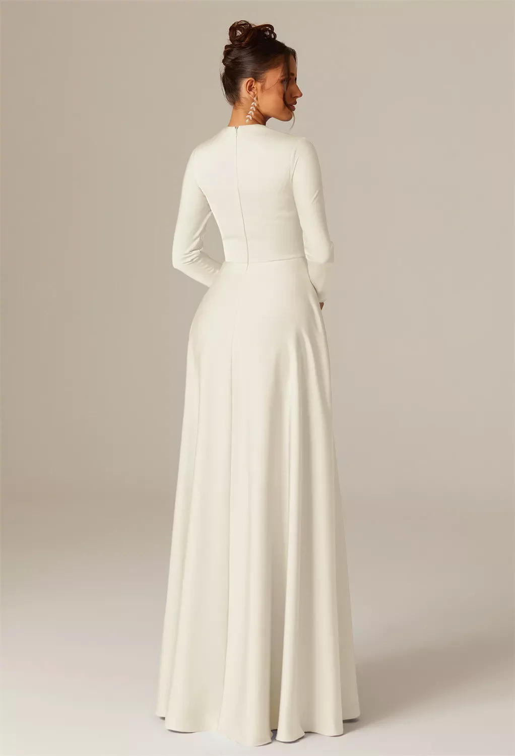 AW April Dress, Sage Green Crystal Satin Satin Charmeuse Stretch Satin  Floor Length V-Neck Bridesmaid Dresses
