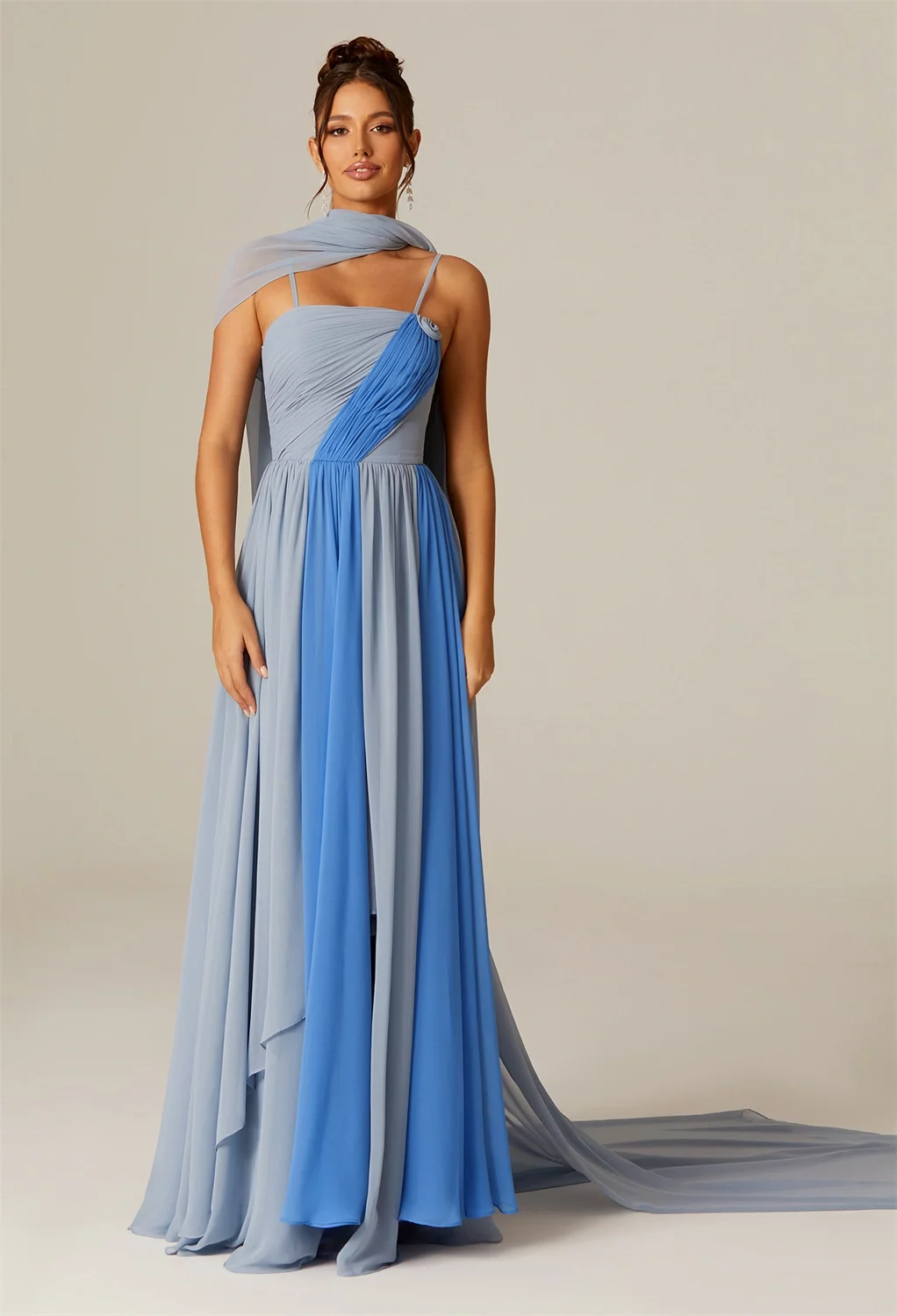 knee length dresses for ladies Abilene Navy Velvet High-Neck Split Maxi Dress – Club L London main image 1