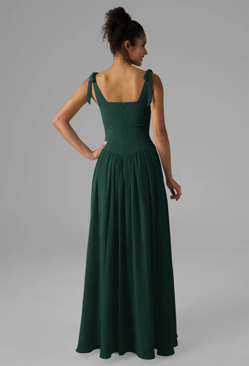 AW.Bridal A-line Square Neckline Floor Length Bows Pleat Drop Waist Long Bridesmaid Dresses Dress Dark Navy Size 6