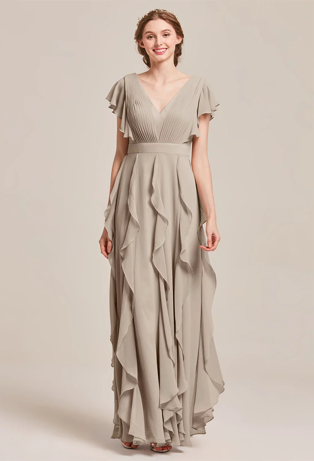 the winner bridesmaid dresses AW Vinnie Dress, Sage Green Chiffon Floor Length V-Neck Black Mesh Feather Pom Lehigh Valley Boutique length design is perfect Color:Yellow/Yellow*