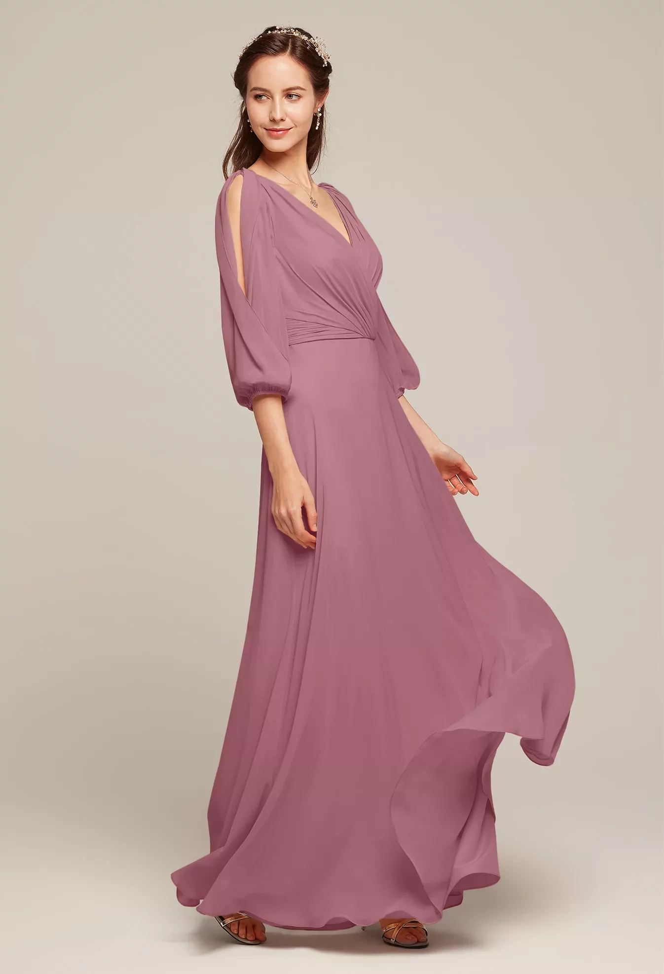 AW Polly Dress, Sage Green Chiffon Floor Length V-Neck Bridesmaid Dresses |  AW.Bridal