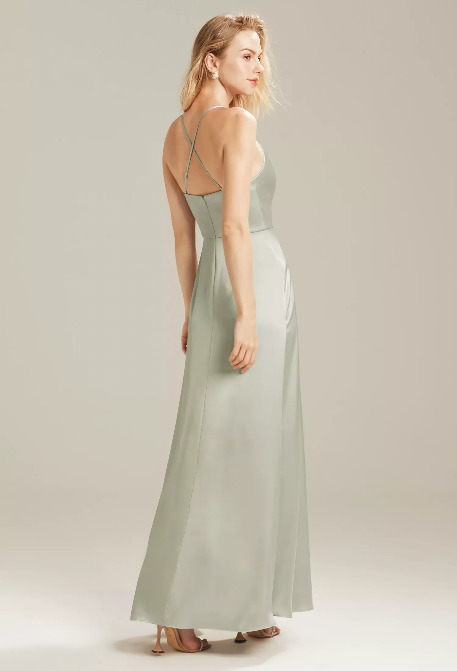AW Kora Dress, Blushing Peonies Crystal Satin Satin Charmeuse