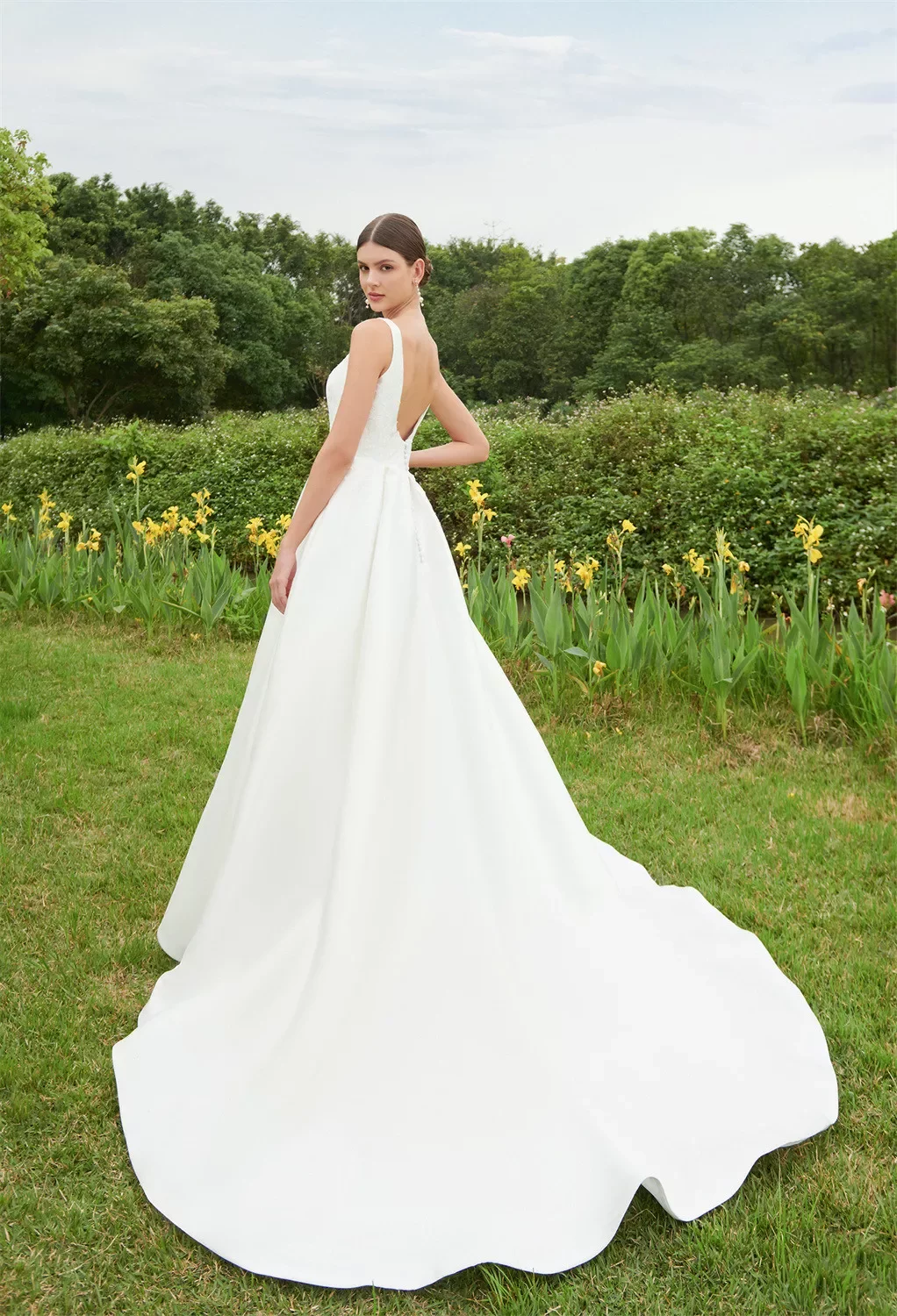 AW Irmgard Wedding Dress, Jasmine Green Satin Floor Length Bateau Neckline Wedding Dresses | AW.Bridal AW Irmgard Wedding Dress, Jasmine Green Satin Floor Length Bateau Neckline Wedding Dresses | AW.Bridal