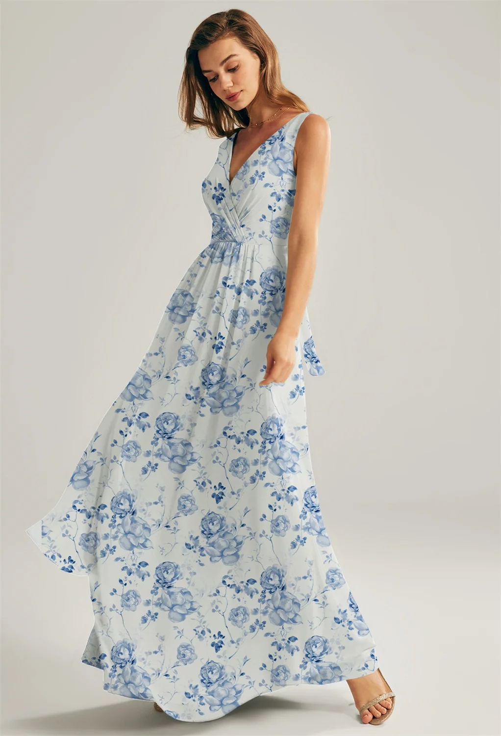 mignon designer dresses AW Mignon Dress, Verdant Wilds Chiffon Floor Length V-Neck Bridesmaid  Dresses