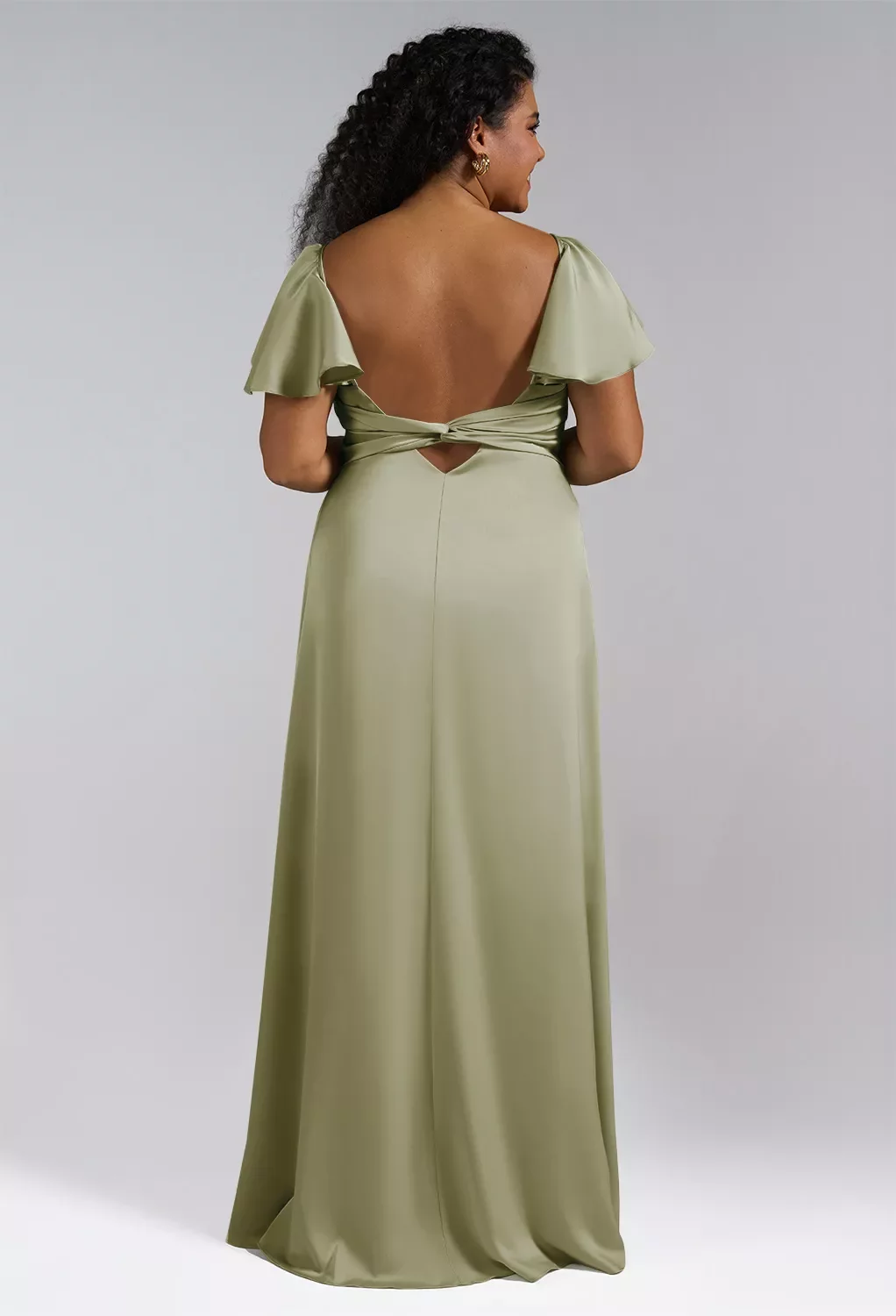 lotus bridesmaid dresses Graceful Short Sleeves Lotus Leaf Backless Bridesmaids Dress Frenulum