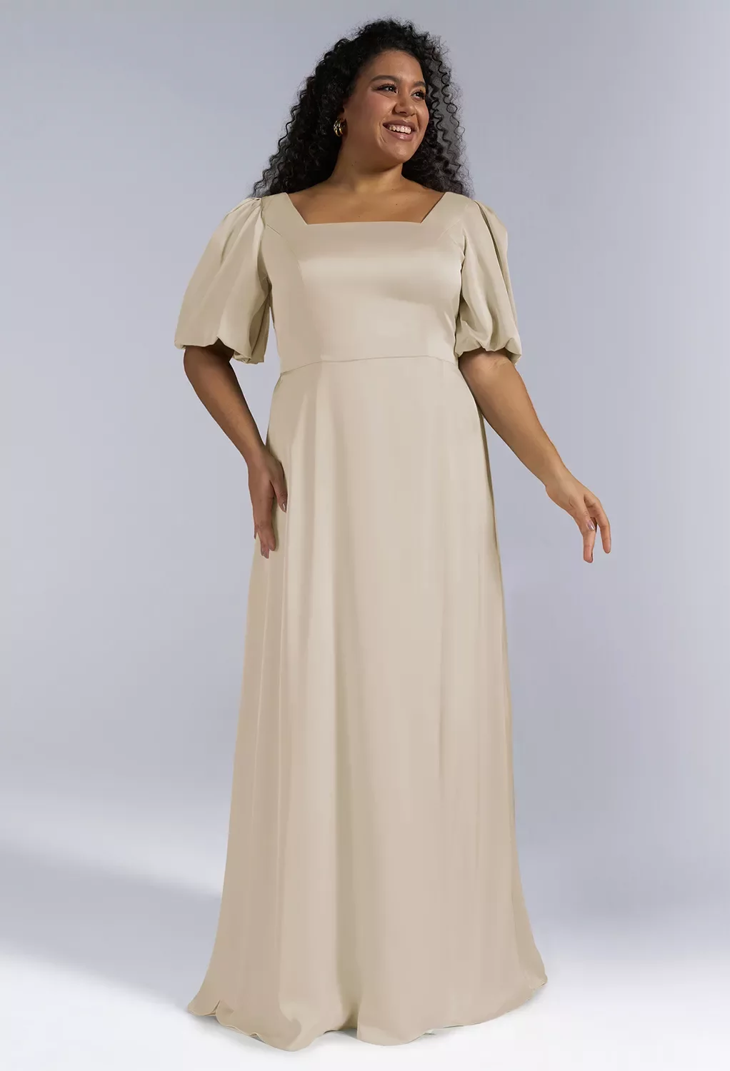 aldina fit and flare dress in champagne Champagne Off-Shoulder Gown ALBINA DYLA