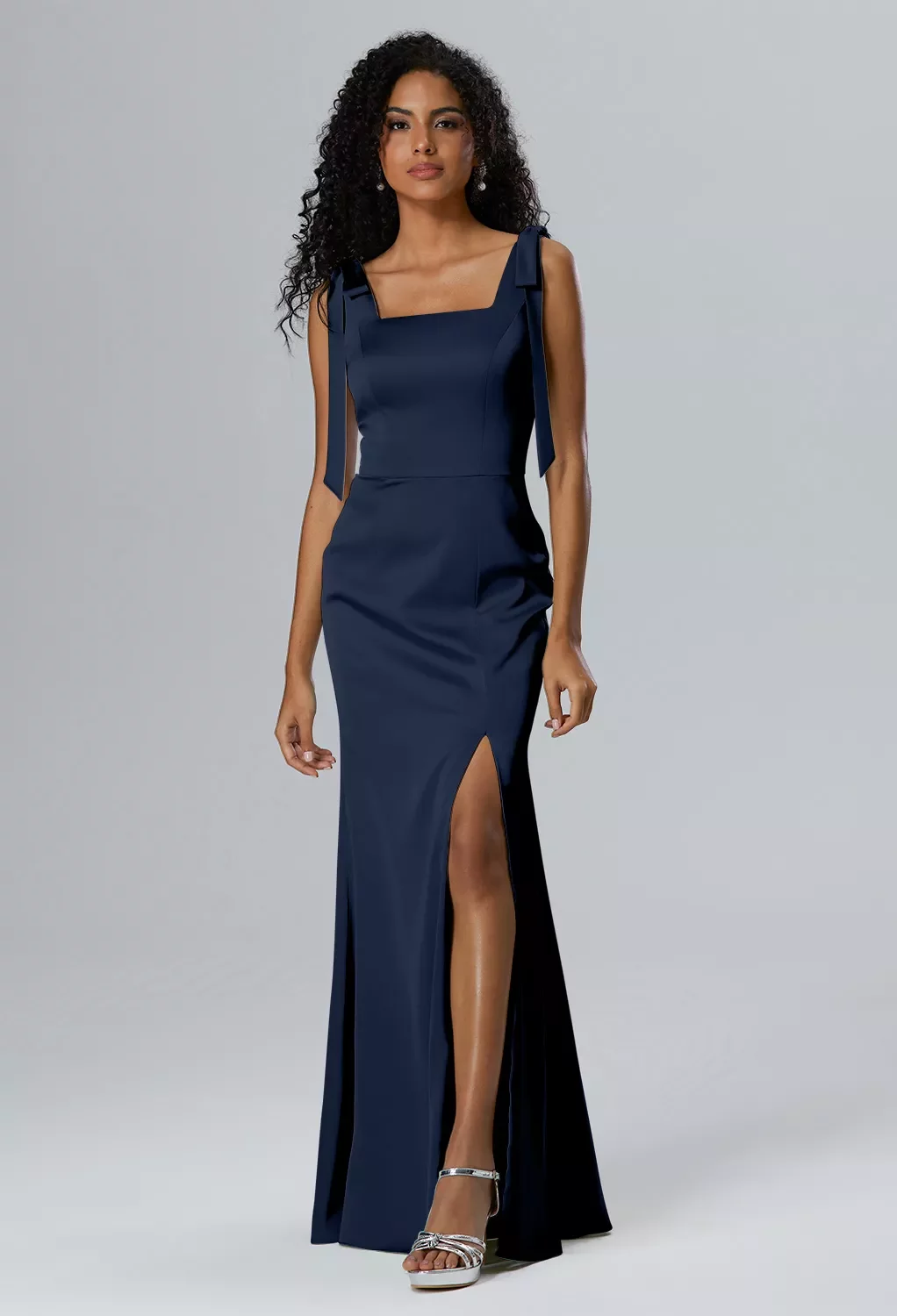 AW Natalie Dress, Pearl Pink Crystal Satin Satin Charmeuse Floor