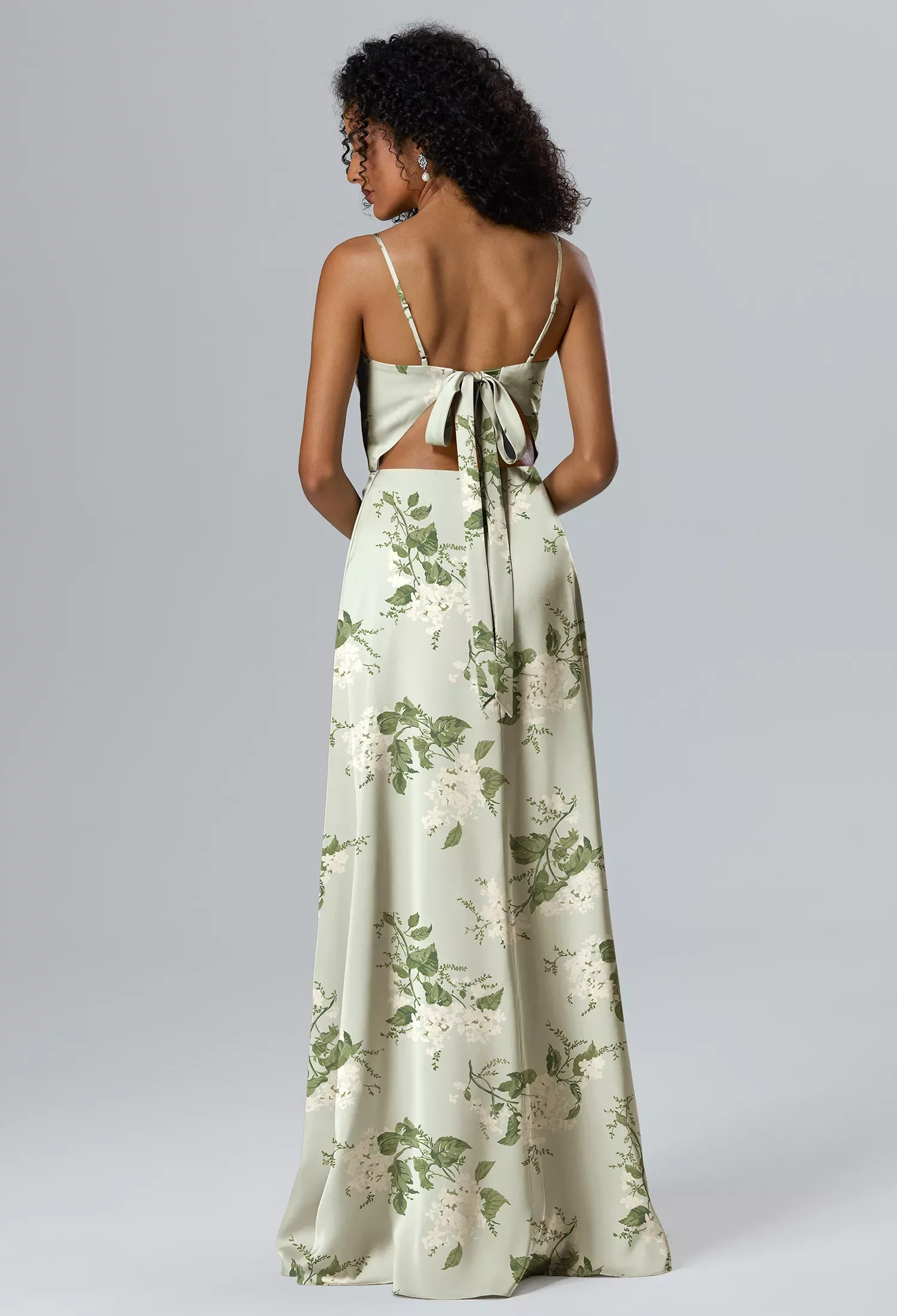 AW Velma Dress, Fennel Seed Crystal Satin Satin Charmeuse Floor Length  V-Neck Bridesmaid Dresses | AW.Bridal