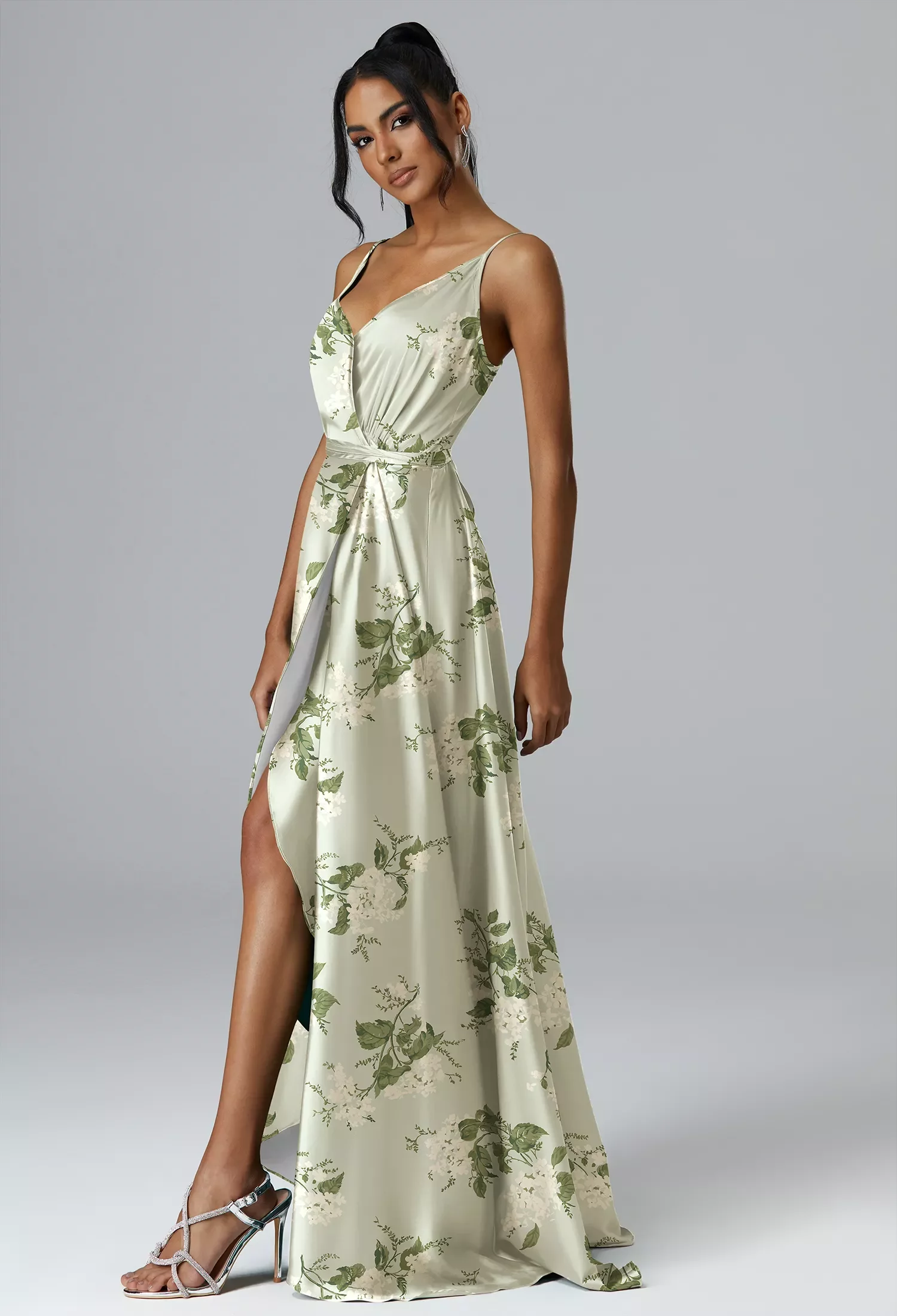 champagne and green dress Champagne Chat One Shoulder Maxi Dress Green