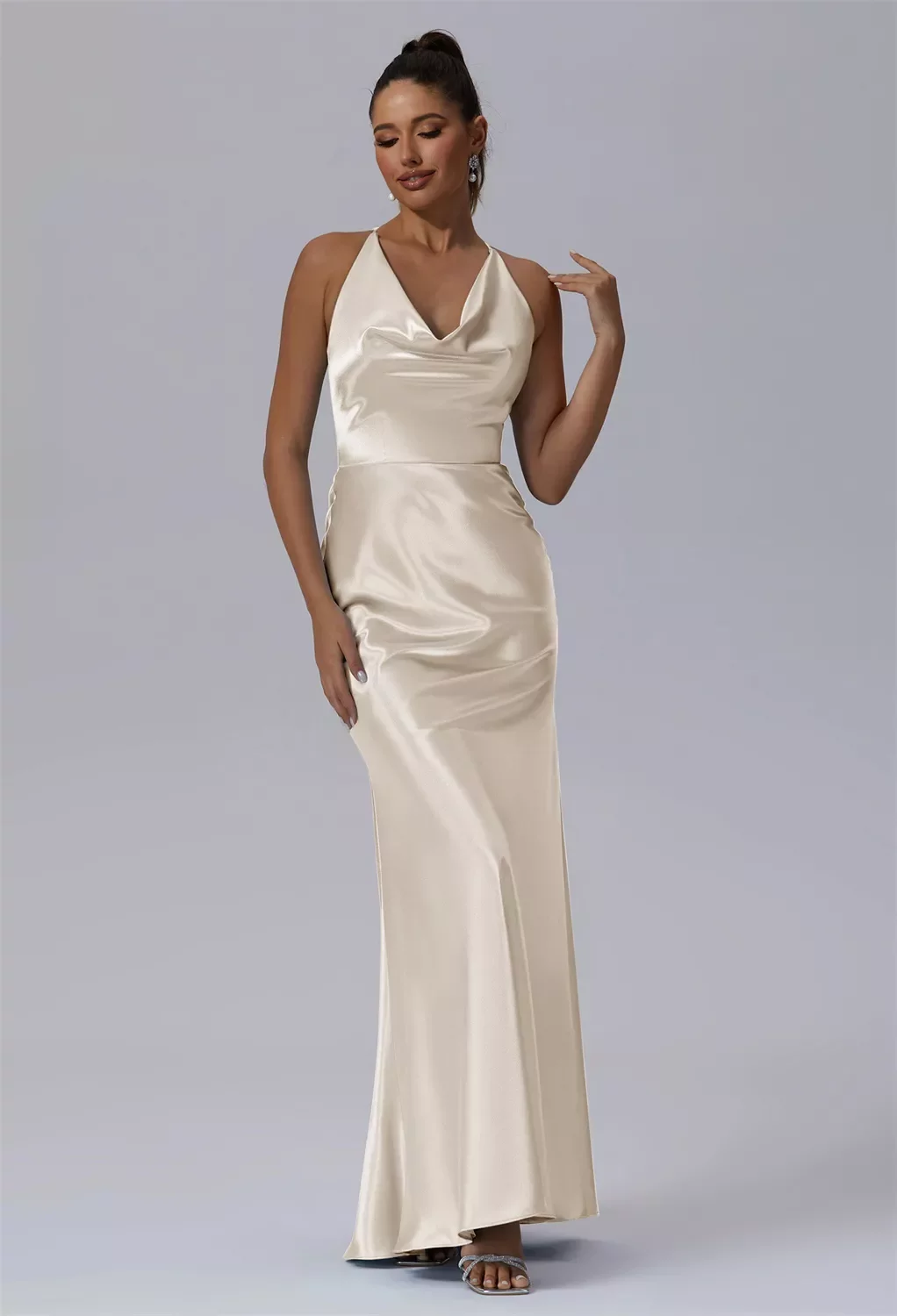 ivory color bridesmaid dresses Page 12 Size:Dad XL dress-party Delicate appliqués adorn the Wholesale Women's Modest Tiered Ivory chiffon