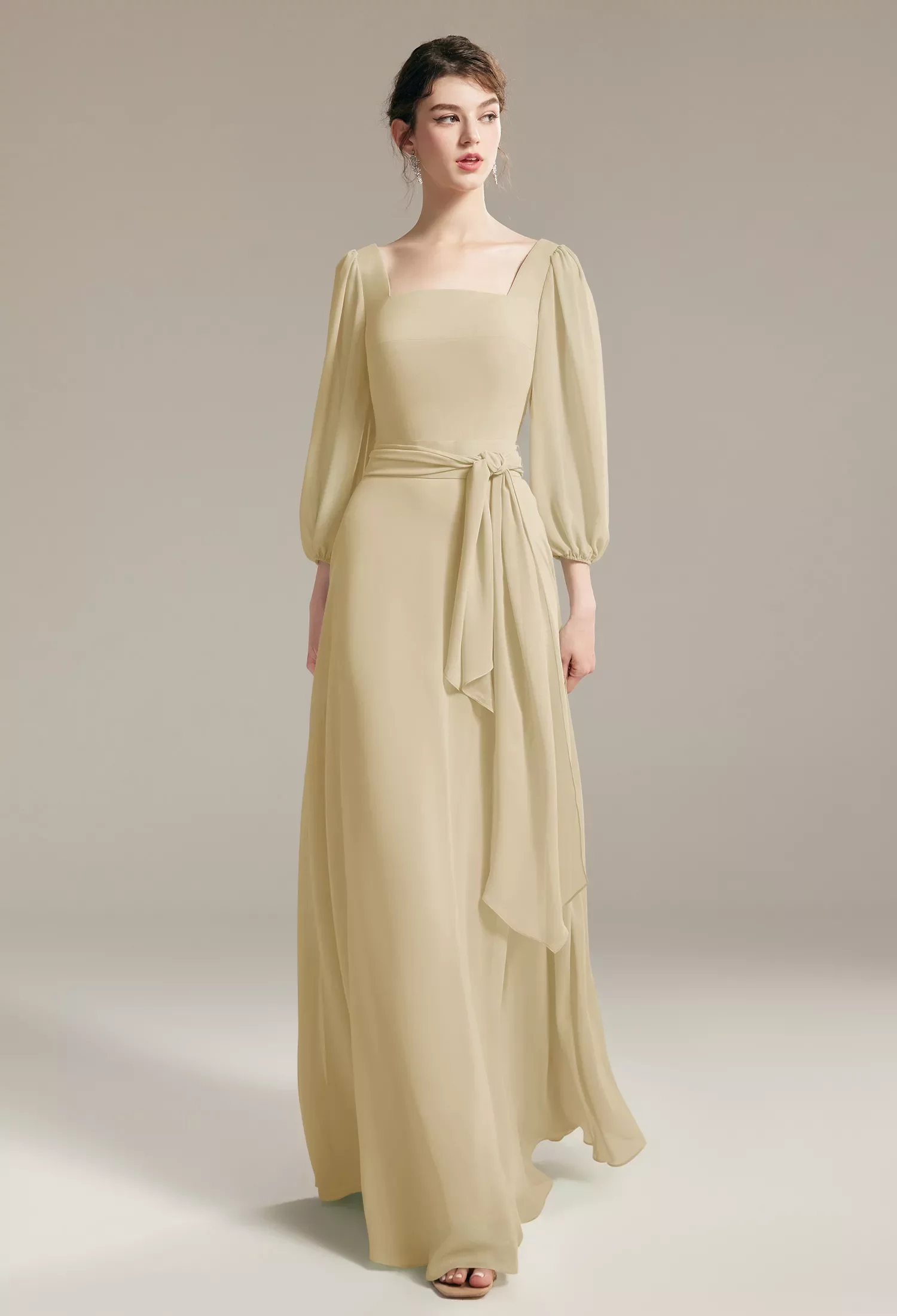 3/4 Sleeves Long Bridesmaid Dresses