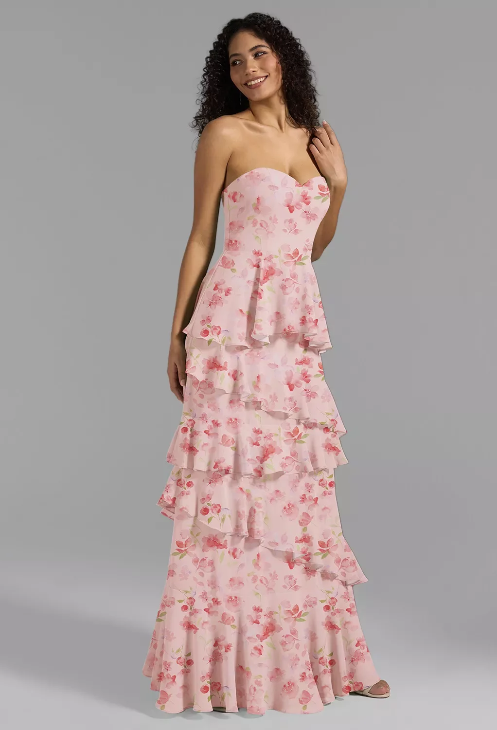 AW Nate Dress, Peach Blossom Breeze Chiffon Floor Length
