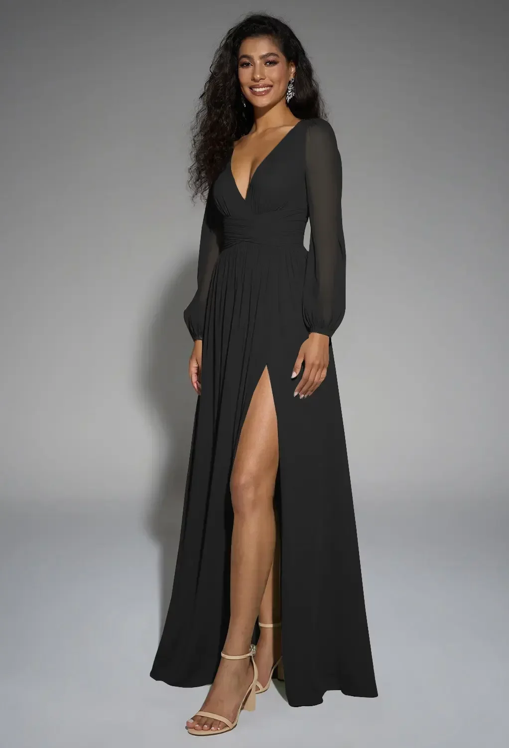 black bridesmaid dresses with sleeves Tilda Long Sleeve Satin Dress Available in full Lavetir Plus Size Bridesmaid Dresses